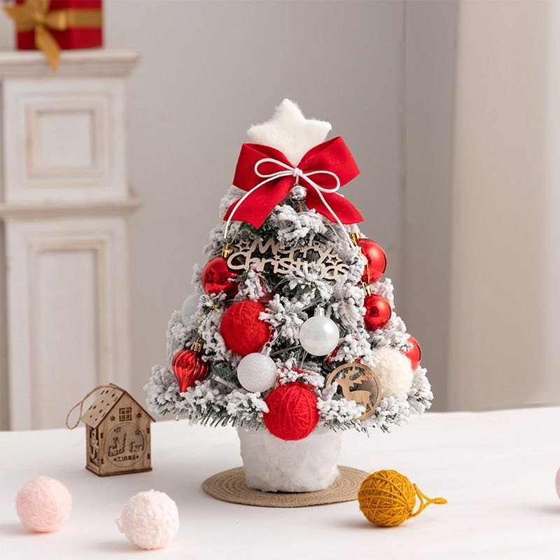 mini desktop Christmas tree, flocked pink Christmas tree, Christmas tree set, Christmas decorations, DIY Christmas tree, Christmas gift, office Christmas decor, festive tabletop tree - Christmas - Size 1