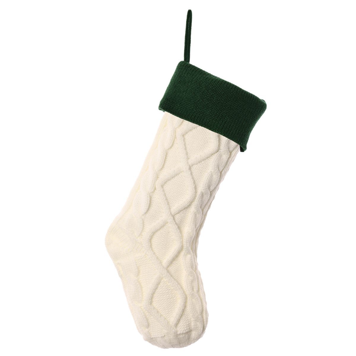 Christmas stocking, knitted stocking, diamond pattern stocking, wool Christmas stocking, festive decorations, holiday stockings, fireplace stocking, Aussie Christmas decor, Christmas gift idea - Green - Size 2PCS