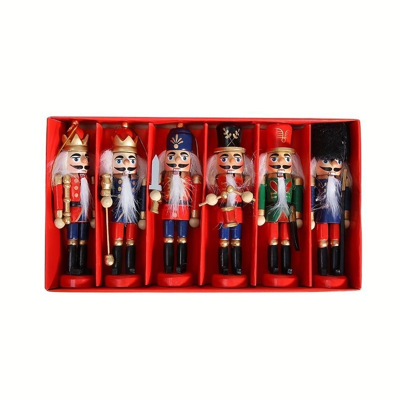 Nutcracker Soldier Figurine Set, Christmas Decorations, Birthday Gift, Hand-painted Nutcrackers, Holiday Decor, Australian Christmas Decor, Kids Gift, Figurine Collection, Festive Home Decor - Red - Size 12pcs