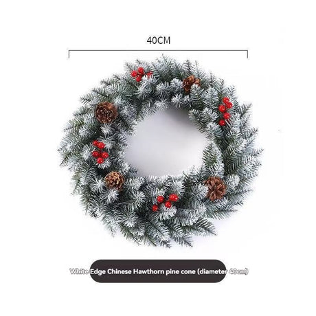 Christmas wreath, artificial wreath, red berries, pine cones, 30CM wreath, Christmas decoration, festive home decor, wreath for door, holiday centrepiece - White - Size 30CM