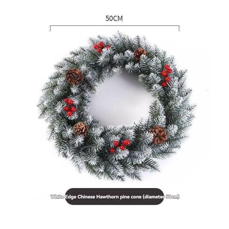 Christmas wreath, artificial wreath, red berries, pine cones, 30CM wreath, Christmas decoration, festive home decor, wreath for door, holiday centrepiece - White - Size 30CM
