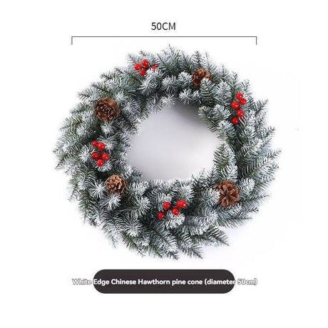 Christmas wreath, artificial wreath, red berries, pine cones, 30CM wreath, Christmas decoration, festive home decor, wreath for door, holiday centrepiece - White - Size 40CM