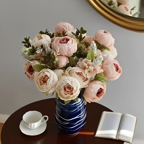 香槟色 White Artificial Peony Bouquet Champagne Colored Peonies Home Decoration Event