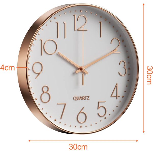 Minimalist Wall Clock (Silver), 30 cm (12 inches) Modern Silent Wall Clock, Silent Quartz Movement