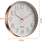 Minimalist Wall Clock (Silver), 30 cm (12 inches) Modern Silent Wall Clock, Silent Quartz Movement