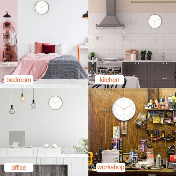 Minimalist Wall Clock (Silver), 30 cm (12 inches) Modern Silent Wall Clock, Silent Quartz Movement