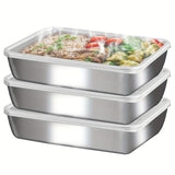 3 pieces/set Large stainless steel square food storage box with transparent lid - leak-proof, stackable, durable - perfect for camping, outdoor exploration and home use - perfect for storing meat, fruits