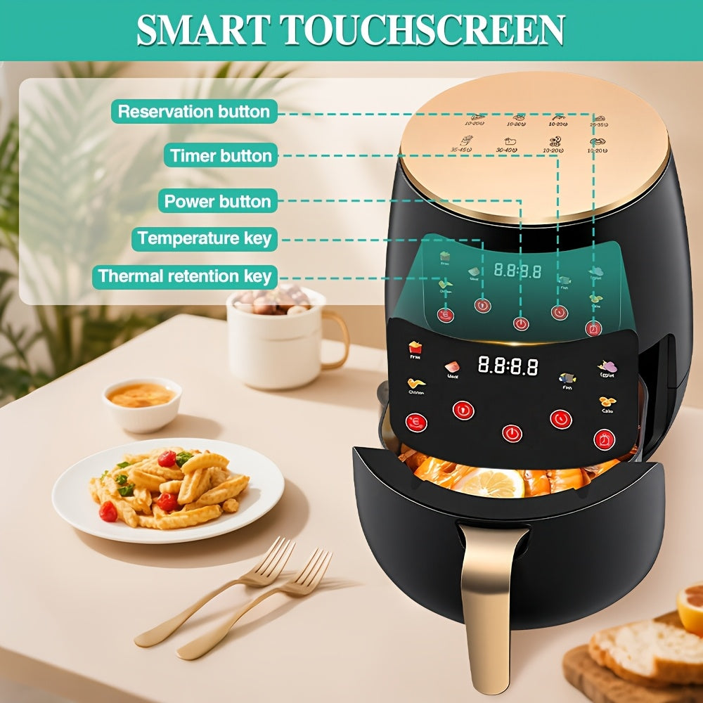 "5L Intelligent Touch · Healthy Fresh Cooking Air Fryer (Pre-set Menu / 360° Hot Air / No Oil Light Car)"