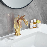 Swan-Shaped Bathroom Faucet – Single-Handle Single-Hole Sink Faucet, Deck-Mounted, Short Model, Elegant Vanity Faucet for Bathroom - Silver - Size 19cm
