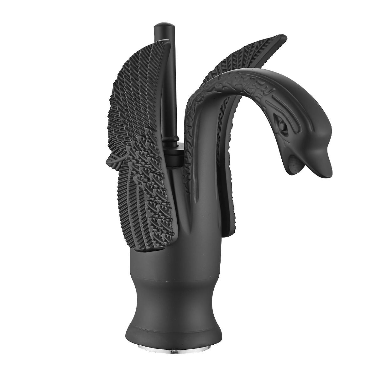 Swan-Shaped Bathroom Faucet – Single-Handle Single-Hole Sink Faucet, Deck-Mounted, Short Model, Elegant Vanity Faucet for Bathroom - White-Gold - Size 19cm