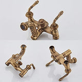 Bathtub Faucet with Handheld Shower – Antique Brass Wall-Mounted Multifunctional Mixer Tap, Hot & Cold Water, Vintage Bathroom Tub Faucet - Bronze - Size A