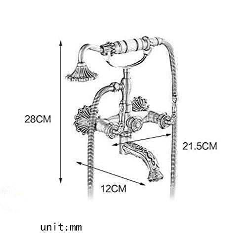Bathtub Faucet with Handheld Shower – Antique Brass Wall-Mounted Multifunctional Mixer Tap, Hot & Cold Water, Vintage Bathroom Tub Faucet - Bronze - Size B