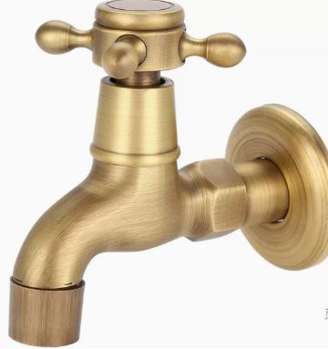 Antique Brass Faucet for Garden Hose, Fence, Bathroom & Outdoor Use – Durable and Stylish Faucet Accessory, Perfect for Home and Gardening - Bronze - Size Long style2