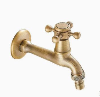 Antique Brass Faucet for Garden Hose, Fence, Bathroom & Outdoor Use – Durable and Stylish Faucet Accessory, Perfect for Home and Gardening - Bronze - Size Long style3