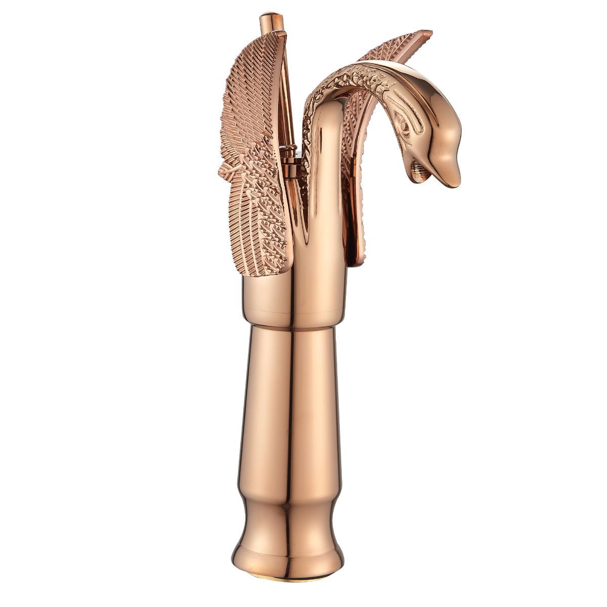 Swan-Shaped Single-Handle Single-Hole Vessel Faucet – Deck-Mounted Bathroom Sink Faucet, Tall Model, Elegant Vanity Faucet - Gold - Size 33cm
