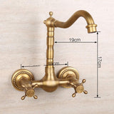 Antique Bathtub Faucet – Dual-Handle Brass Wall-Mounted Tub Faucet with Hot & Cold Mixer, Tall Model, Elegant for Villa Bathroom - Bronze - Size Tall4