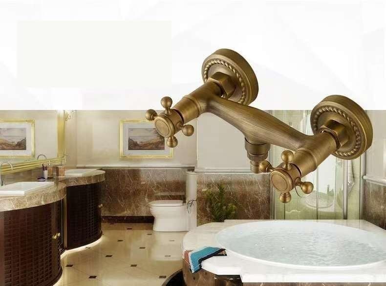 Copper Washing Machine Faucet – Hot & Cold Vintage Mixer Tap, Antique Style Bathroom & Bathtub Faucet, Retro Water Tap