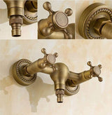 Brass Bathtub Faucet with Antique Finish – Wall-Mounted Hot & Cold Water Faucet for Bathroom and Shower