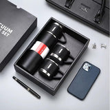 Stainless Steel Vacuum Flask Gift Set with 2 Sharing Cups — 500ml Double-Wall Insulated Bottle | 12H Hot, 24H Cold | Coffee & Tea Travel Mug | Father's Day Birthday Gift - Pink - Size 500ml