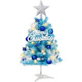 Mini Christmas Tree, Small Artificial Xmas Tree – Perfect for Christmas Decor, Home Decor, Tabletop Display, Office Desk, Party Centerpiece, Windowsill, Mantel, and Year-Round Festive Setting - Blue - Size 45cm