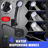 Portable Shower for Camping, [Long-Lasting] 6000mAh Rechargeable Camping Shower with Intelligent LED Display, 4 Spray Modes, IPX7 Waterproof Outdoor Camp Pump for Hiking, Travel, Car, Pet - Gray - Size 4.64*2.64in