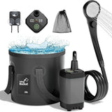 Portable Camping Shower, 6000mAh Rechargeable Outdoor Shower Pump 4 Spray Modes & Speeds, Ipx7 Waterproof, LED Display, Portable Shower for Camping, Car & Pet - Gray - Size 5.3-gallon bucket