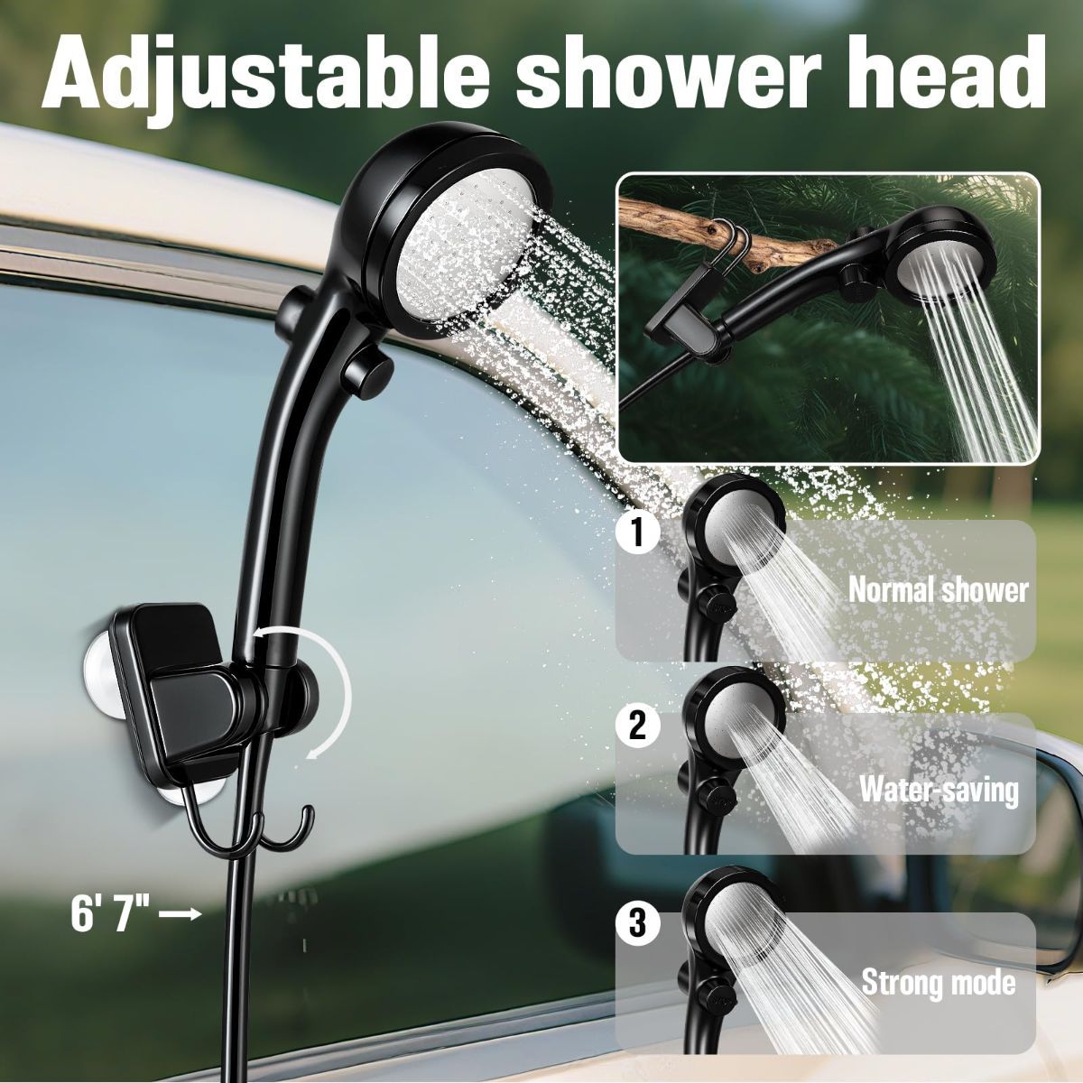 Portable Camping Shower, 6000mAh Rechargeable Outdoor Shower Pump 4 Spray Modes & Speeds, Ipx7 Waterproof, LED Display, Portable Shower for Camping, Car & Pet - Gray - Size 5.3-gallon bucket