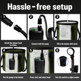 Portable Camping Shower, 6000mAh Rechargeable Outdoor Shower Pump 4 Spray Modes & Speeds, Ipx7 Waterproof, LED Display, Portable Shower for Camping, Car & Pet - Gray - Size 5.3-gallon bucket