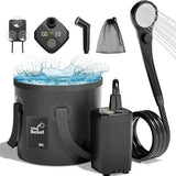 Portable Camping Shower, 6000mAh Rechargeable Outdoor Shower Pump 4 Spray Modes & Speeds, Ipx7 Waterproof, LED Display, Portable Shower for Camping, Car & Pet - Gray - Size 5.3-gallon bucket