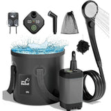 Portable Camping Shower, 6000mAh Rechargeable Outdoor Shower Pump 4 Spray Modes & Speeds, Ipx7 Waterproof, LED Display, Portable Shower for Camping, Car & Pet - Gray - Size 5.3-gallon bucket