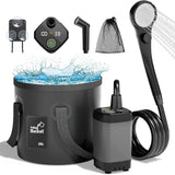 Portable Camping Shower, 6000mAh Rechargeable Outdoor Shower Pump 4 Spray Modes & Speeds, Ipx7 Waterproof, LED Display, Portable Shower for Camping, Car & Pet - Gray - Size 5.3-gallon bucket