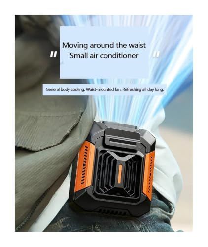 Portable Waist Fan, Portable Waist Fan, Rechargeable Hanging Neck Wearable Belt Shirt Body Outdoor Working Clip,Belt Fan - Orange - Size 11.2*9cm
