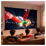 100 Inch Wall Mounted Projector Screen, Foldable White Wrinkle-Free, 160° Viewing Angle for Home Theater, Movie Nights, Gaming, Office, Classroom & Backyard Cinema - White