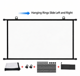 100 Inch Wall Mounted Projector Screen, Foldable White Wrinkle-Free, 160° Viewing Angle for Home Theater, Movie Nights, Gaming, Office, Classroom & Backyard Cinema - White