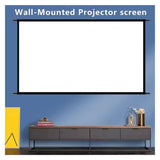 60 Inch Wall Mounted Projector Screen, Foldable White Wrinkle-Free, 160° Viewing Angle for Home Theater, Movie Nights, Gaming, Office, Classroom & Backyard Cinema - White