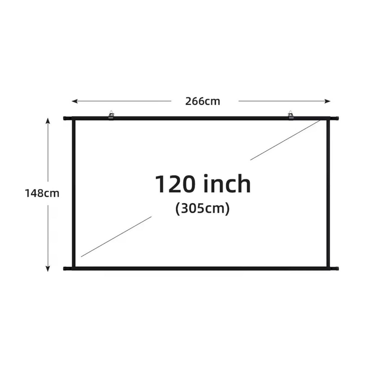 60 Inch Wall Mounted Projector Screen, Foldable White Wrinkle-Free, 160° Viewing Angle for Home Theater, Movie Nights, Gaming, Office, Classroom & Backyard Cinema - White