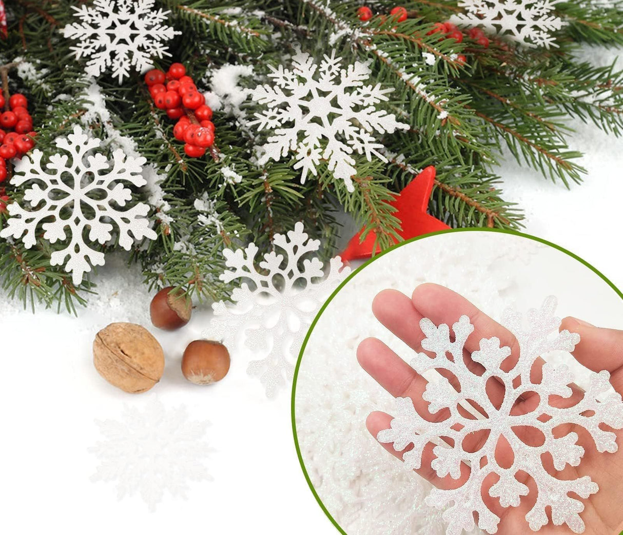 Festive Snowflake Ornaments for Christmas Tree, Party, and Winter Home Décor (Blue)
