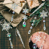 18-Piece Crystal Ornaments Set for Christmas Tree, Windows & Home Winter Decorations (Iridescent Clear)