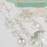 18-Piece Crystal Ornaments Set for Christmas Tree, Windows & Home Winter Decorations (Iridescent Clear)