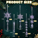 18-Piece Crystal Christmas Ornament Set for Tree, Party & New Year Decor (purple)