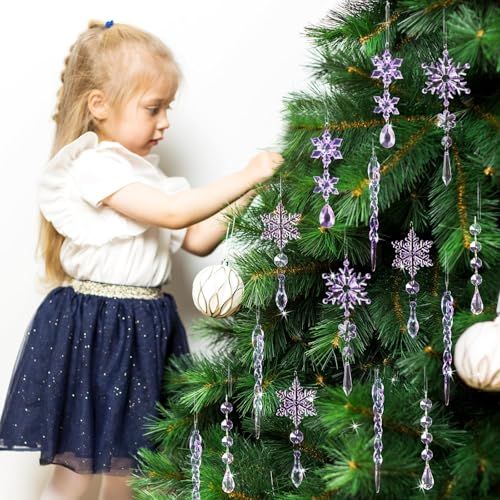 18-Piece Crystal Christmas Ornament Set for Tree, Party & New Year Decor (purple)