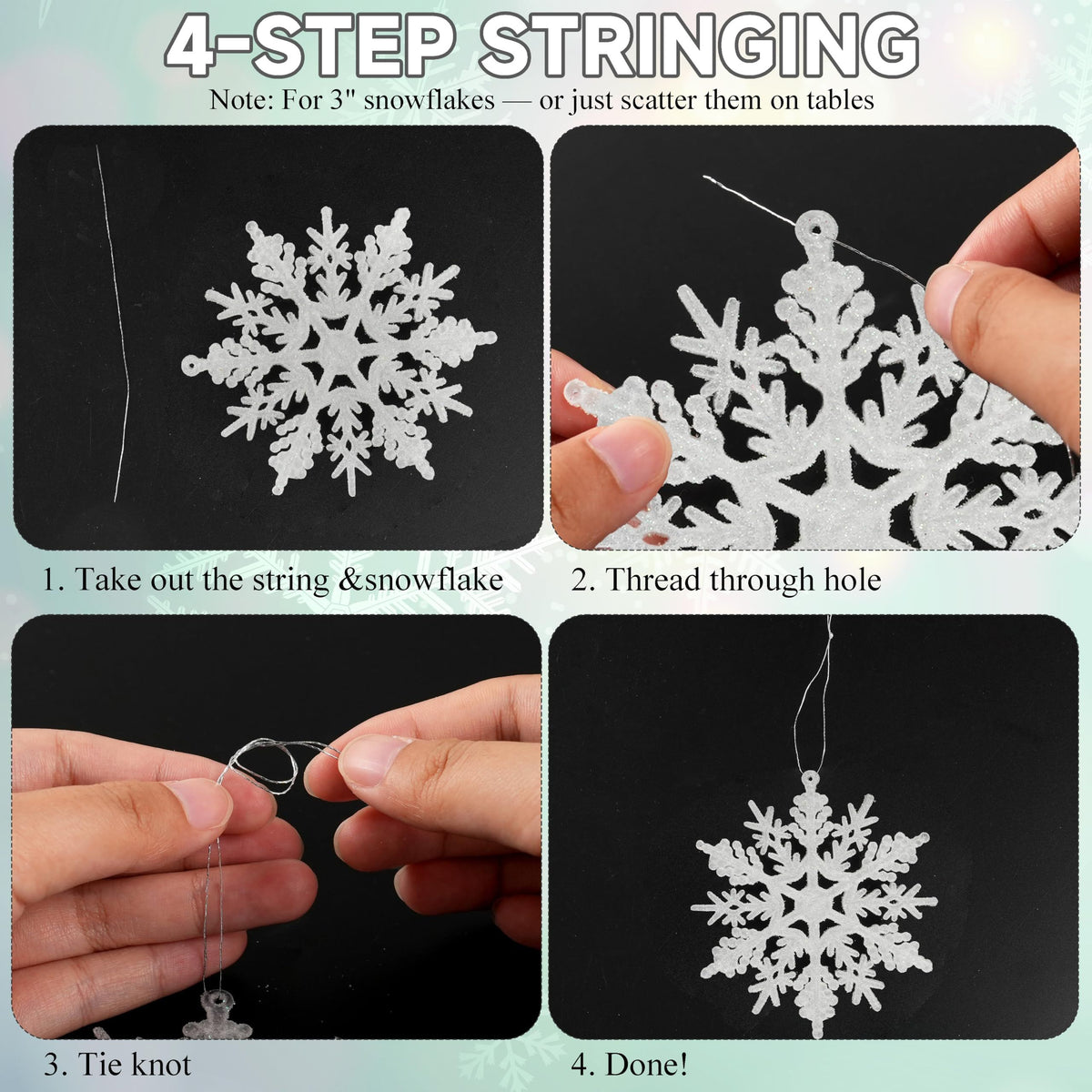 Sparkling Snowflake Ornaments for Christmas Tree, Window & Winter Holiday Party Decorations (Champagne)