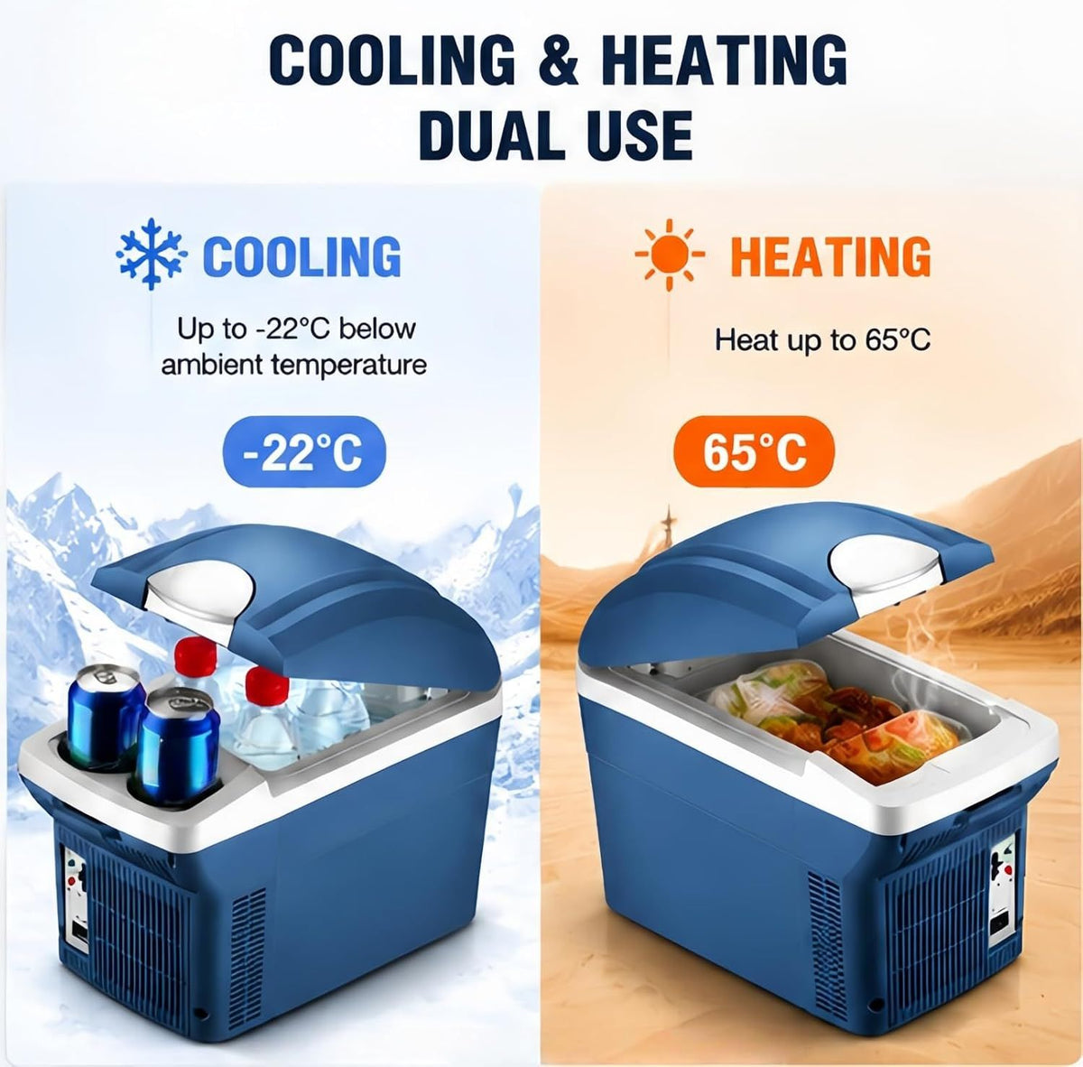 8L Portable Car Mini Fridge, Cooler and Warmer for Vehicle, Home, Office, Camping, Road Trips, and Outdoor Picnics(Blue)