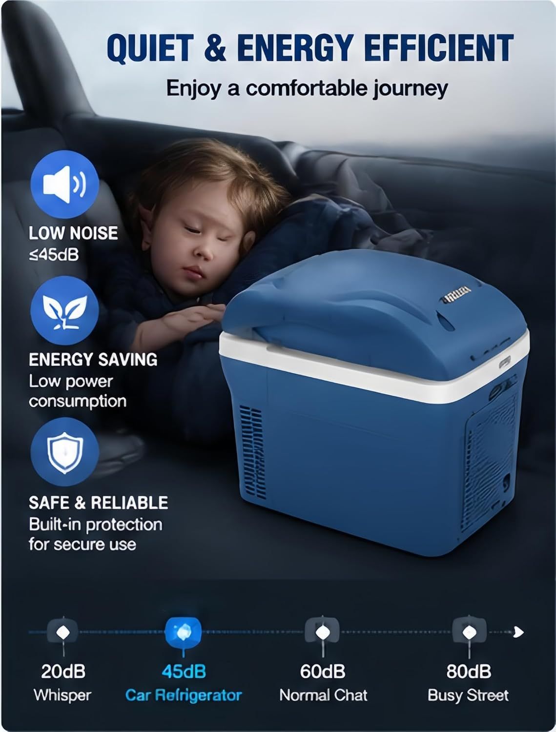 8L Portable Car Mini Fridge, Cooler and Warmer for Vehicle, Home, Office, Camping, Road Trips, and Outdoor Picnics(Blue)