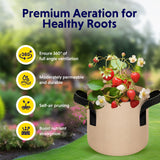 10-Pack 5-Gallon Fabric Grow Bags – Heavy-Duty Breathable Non-Woven Plant Pots with Handles for Vegetables, Herbs, Flowers (Camel)