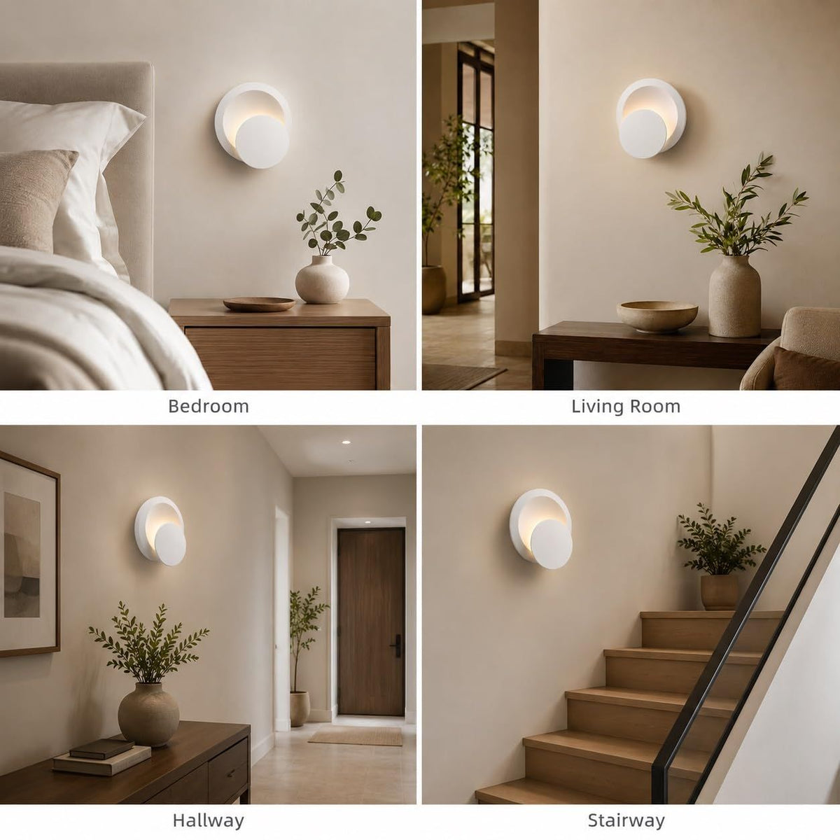 5W LED Wall Sconce – Direction Adjustable, 3000K Warm White, Hardwired Indoor Wall Light for Bedside, Kitchen, Hallway, Stairway & Corridor(White)