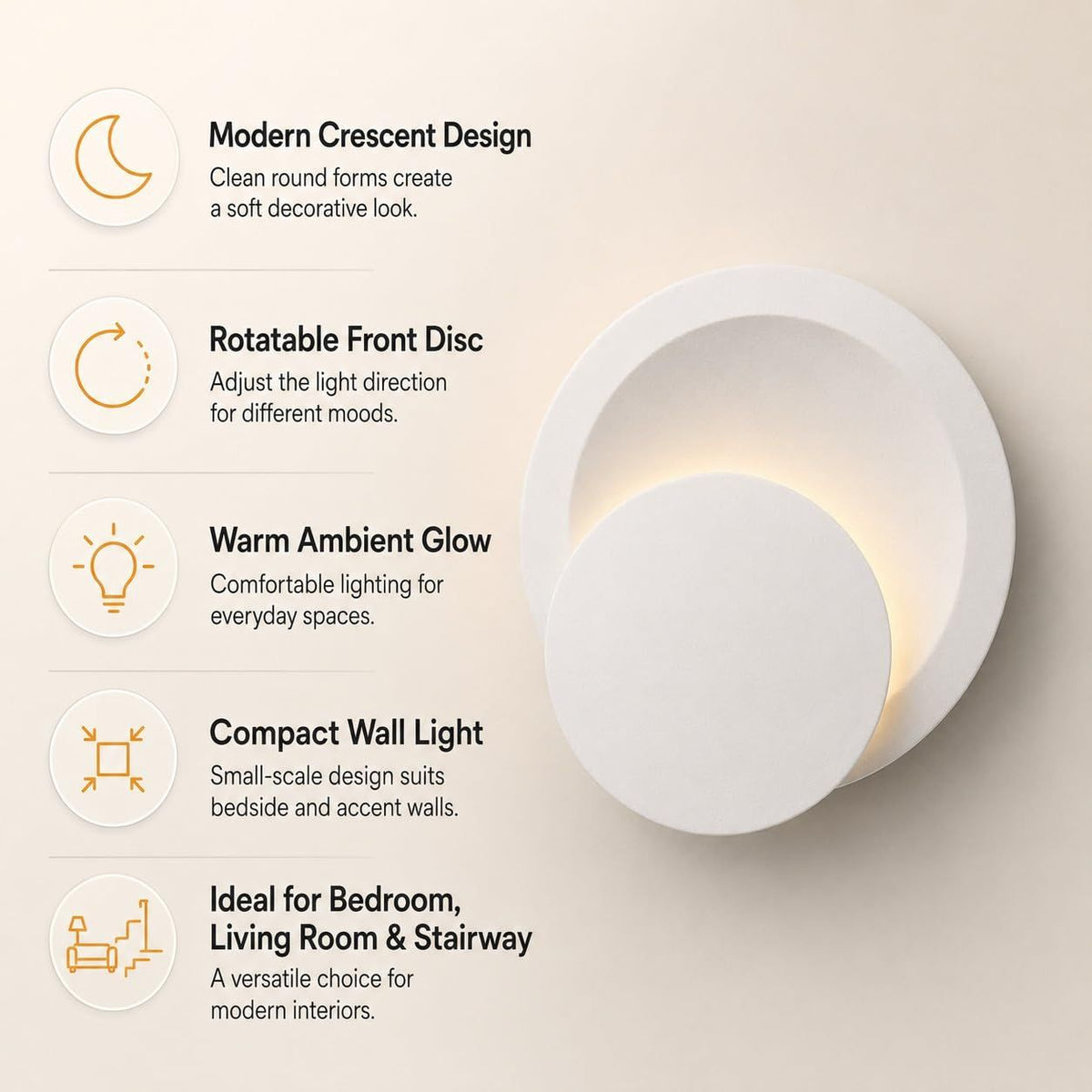 5W LED Wall Sconce – Direction Adjustable, 3000K Warm White, Hardwired Indoor Wall Light for Bedside, Kitchen, Hallway, Stairway & Corridor(Black)