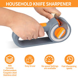 6-in-1 Rotary Knife Sharpener – Adjustable Multi-Function Sharpener for Knives, Scissors, Sushi & Bread Knives, Fast & Easy Sharpening Tool for Home Kitchen Use (Gray)