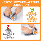 6-in-1 Rotary Knife Sharpener – Adjustable Multi-Function Sharpener for Knives, Scissors, Sushi & Bread Knives, Fast & Easy Sharpening Tool for Home Kitchen Use (Gray)