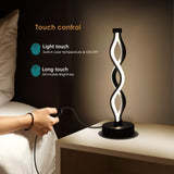 Twisted Spiral LED Table Lamp – Modern Touch-Control Desk Light for Bedroom, Living Room & Café Decor (Black)